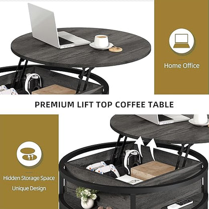 Round Lift Top Coffee Table With Storage