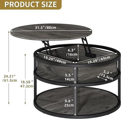 Round Lift Top Coffee Table With Storage