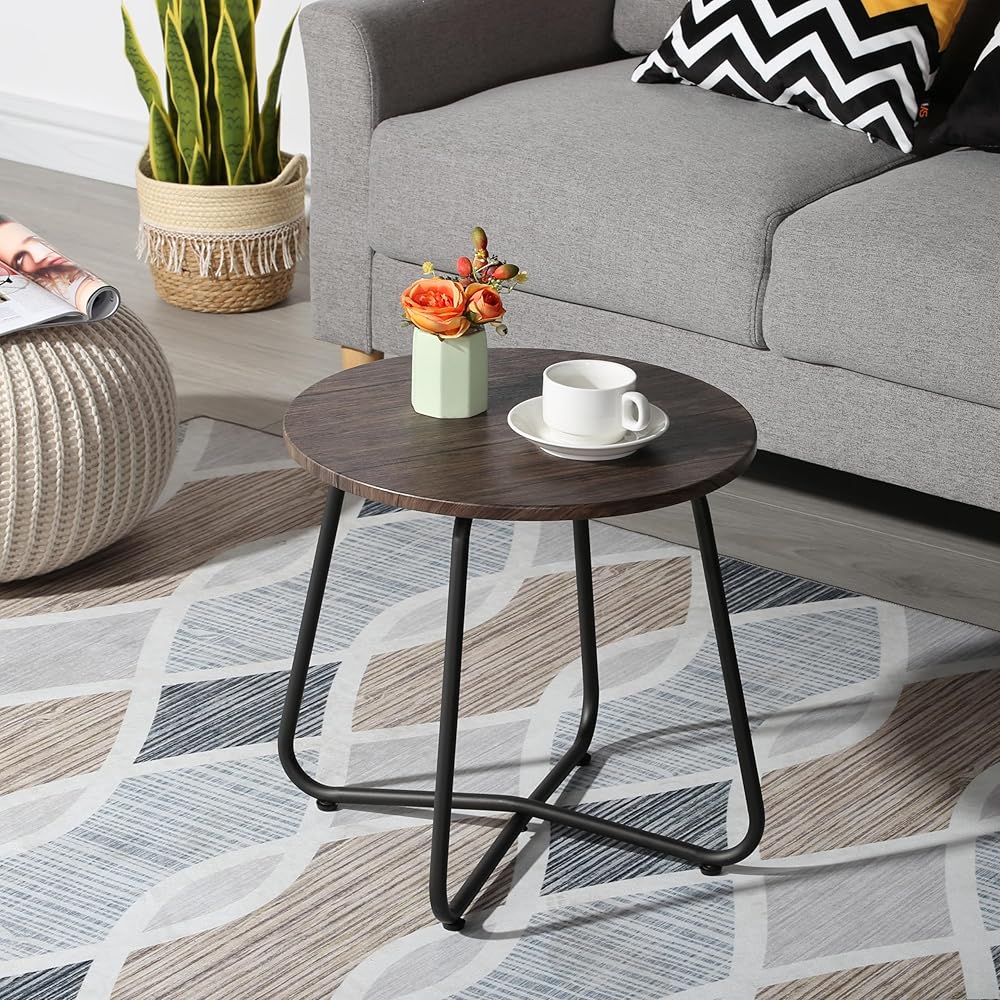 Set of 2 Small Round Anti-Rust Metal Side Tables