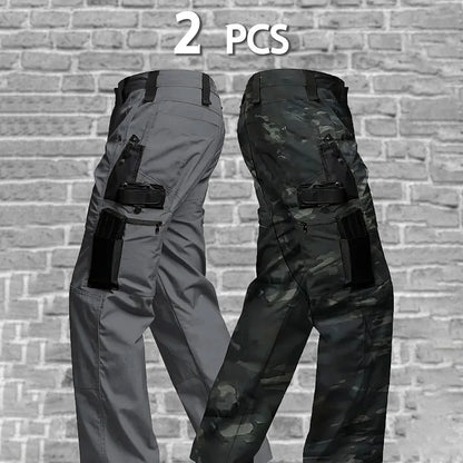 2Pcs Men Tactical Pants, Multiple Pockets
