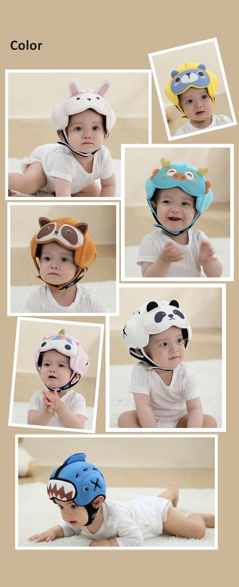 Anti-Shock Baby Helmet Toddler Head Protector, Headgear for Infant, Learn Crawl, Walk