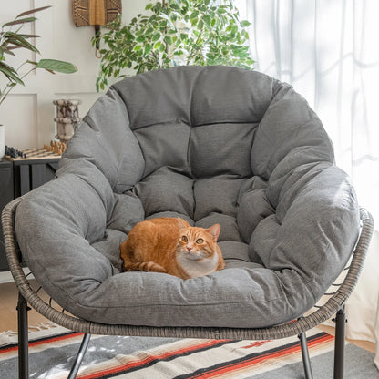 Wicker Egg Rocking Chair, Comfy Oversized, Grey