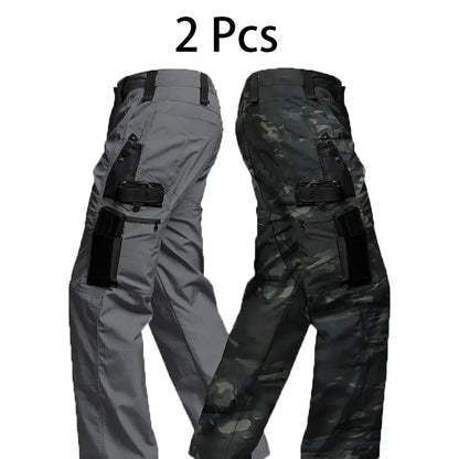 2Pcs Men Tactical Pants, Multiple Pockets