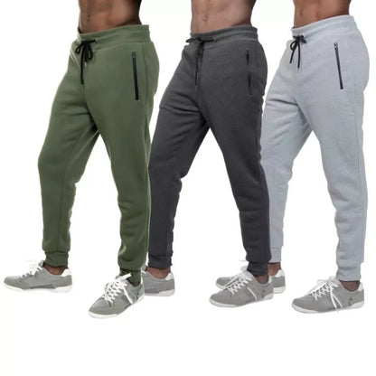 3 PACK: Men's Fleece Lined Slim Fit Jogger Sweatpants, Zipper Pockets, S-3XL