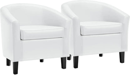 Set of 2 Faux Leather Barrel Chairs