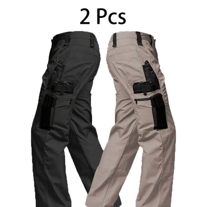 2Pcs Men Tactical Pants, Multiple Pockets