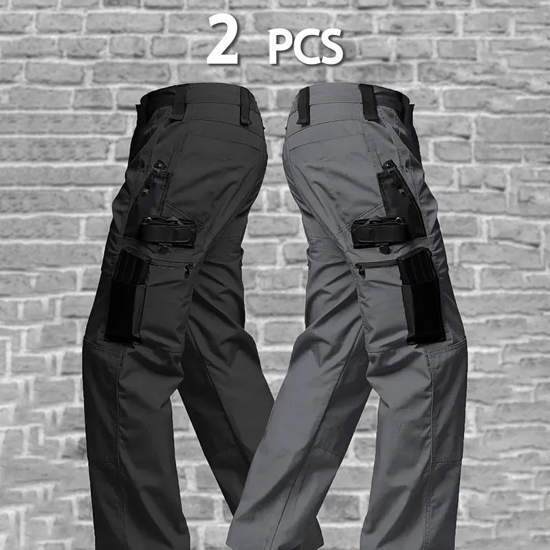 2Pcs Men Tactical Pants, Multiple Pockets