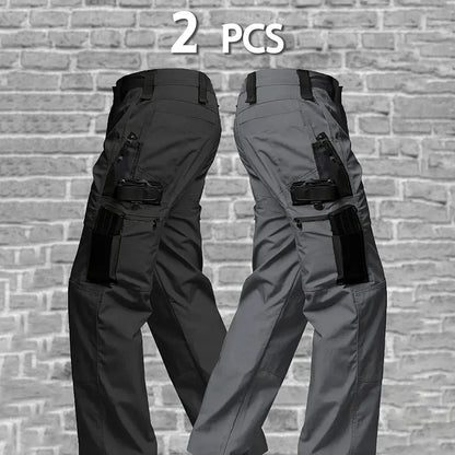 2Pcs Men Tactical Pants, Multiple Pockets