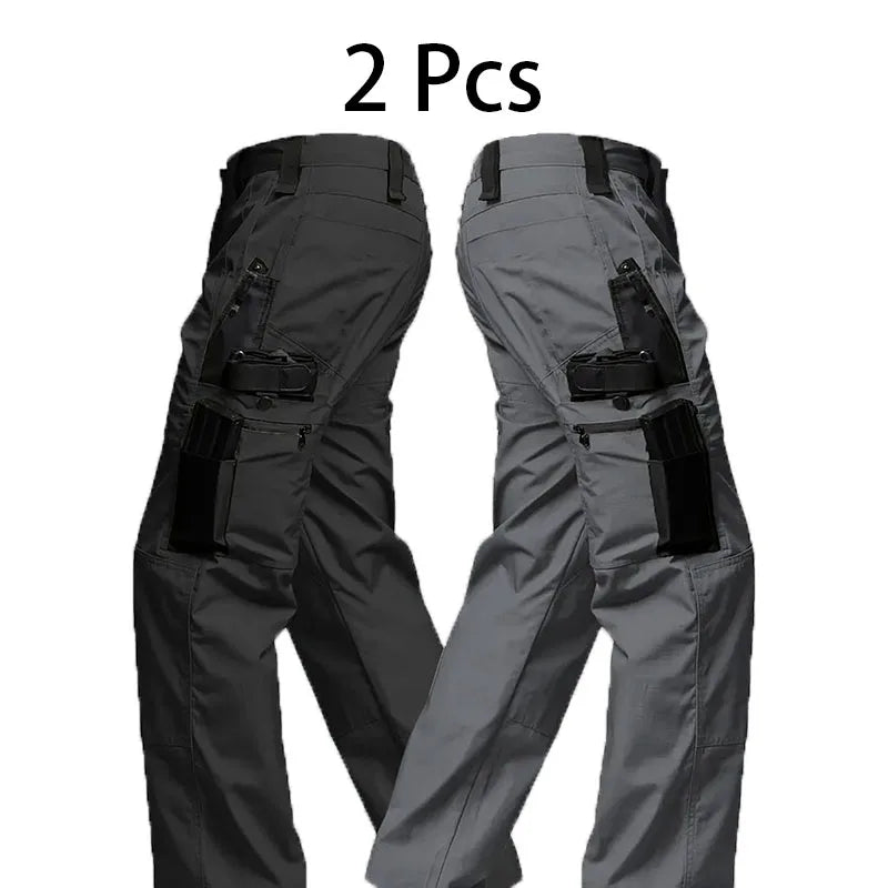 2Pcs Men Tactical Pants, Multiple Pockets