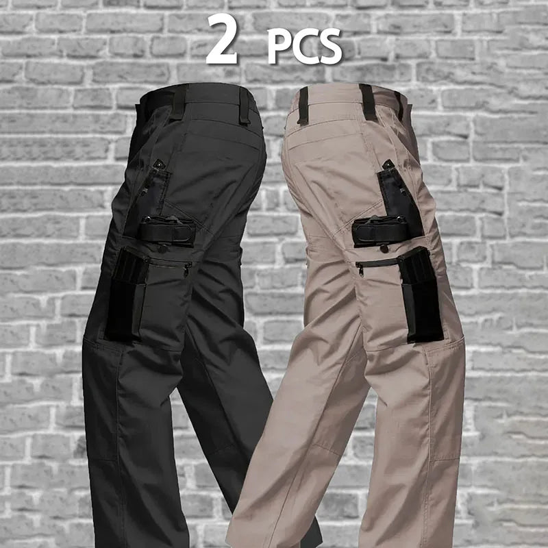 2Pcs Men Tactical Pants, Multiple Pockets