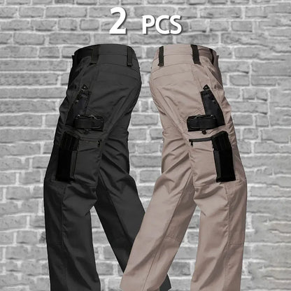 2Pcs Men Tactical Pants, Multiple Pockets