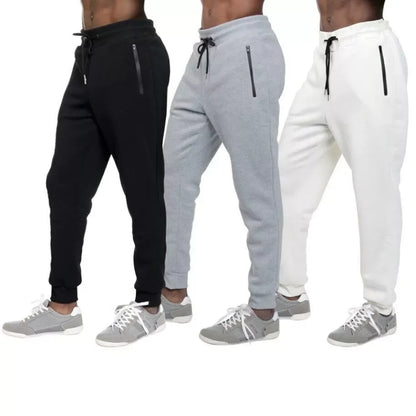 3 PACK: Men's Fleece Lined Slim Fit Jogger Sweatpants, Zipper Pockets, S-3XL