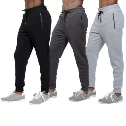 3 PACK: Men's Fleece Lined Slim Fit Jogger Sweatpants, Zipper Pockets, S-3XL