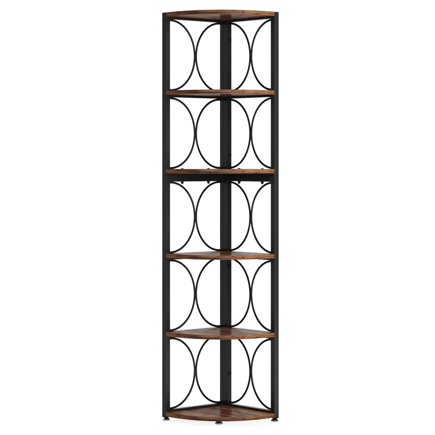 67 inch Tall 6 Tier Rustic Corner Shelving Unit