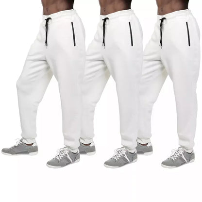 3 PACK: Men's Fleece Lined Slim Fit Jogger Sweatpants, Zipper Pockets, S-3XL
