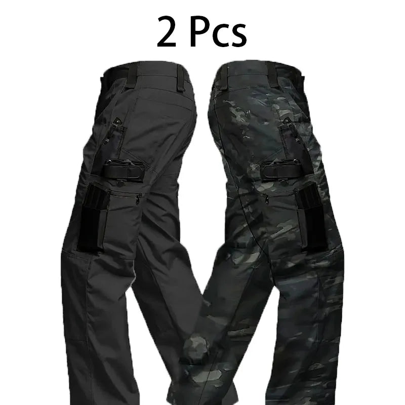 2Pcs Men Tactical Pants, Multiple Pockets