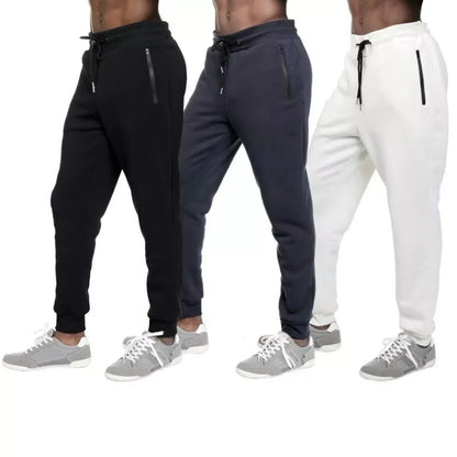 3 PACK: Men's Fleece Lined Slim Fit Jogger Sweatpants, Zipper Pockets, S-3XL