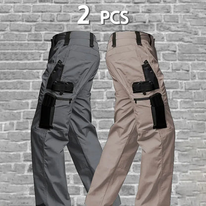 2Pcs Men Tactical Pants, Multiple Pockets