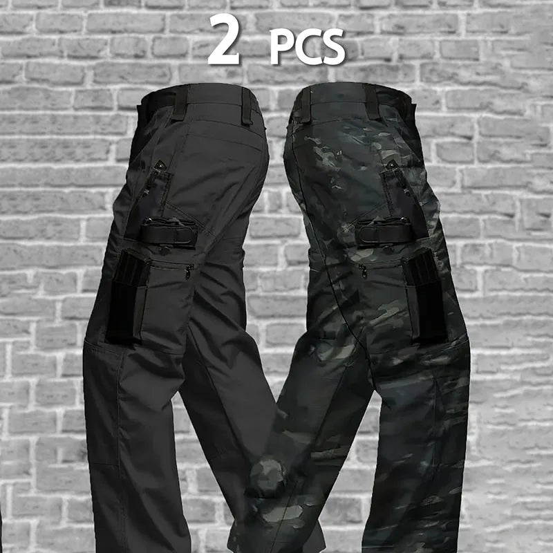 2Pcs Men Tactical Pants, Multiple Pockets