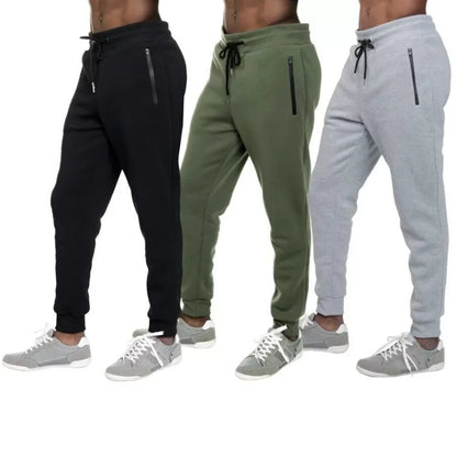 3 PACK: Men's Fleece Lined Slim Fit Jogger Sweatpants, Zipper Pockets, S-3XL