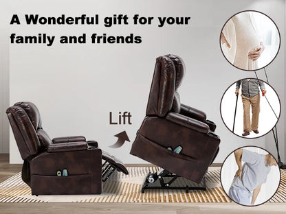 Power Lift Recliner with Heat and Massage, and Cup Holder
