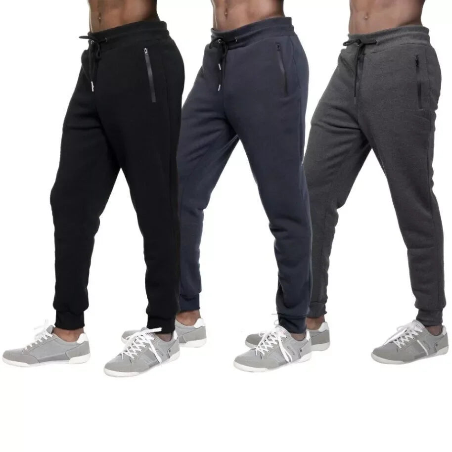 3 PACK: Men's Fleece Lined Slim Fit Jogger Sweatpants, Zipper Pockets, S-3XL
