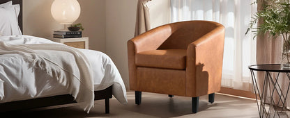 Set of 2 Faux Leather Barrel Chairs