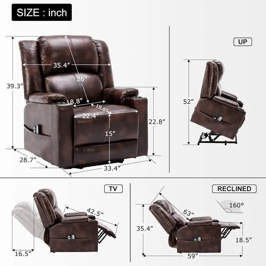 Power Lift Recliner with Heat and Massage, and Cup Holder
