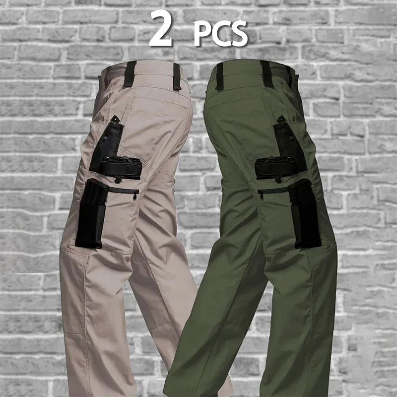 2Pcs Men Tactical Pants, Multiple Pockets