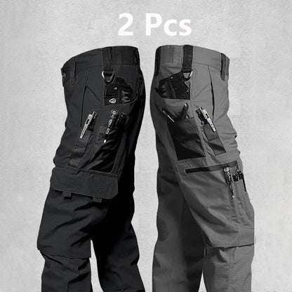 2Pcs  Men's Tactical Cargo Trousers, Waterproof, Multi-pocket, Wear-Resistant