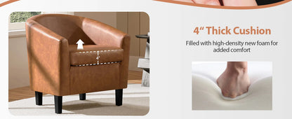 Set of 2 Faux Leather Barrel Chairs
