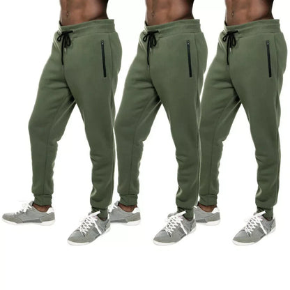 3 PACK: Men's Fleece Lined Slim Fit Jogger Sweatpants, Zipper Pockets, S-3XL