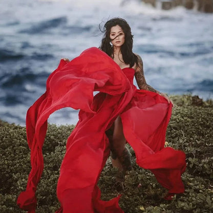 Chiffon Lace Maternity Dresses For Photo Shoot, Sexy Split Front