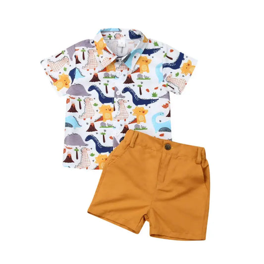 2PC 2T-6T Boys Summer Tops, T-shirt Dinosaur, Shorts
