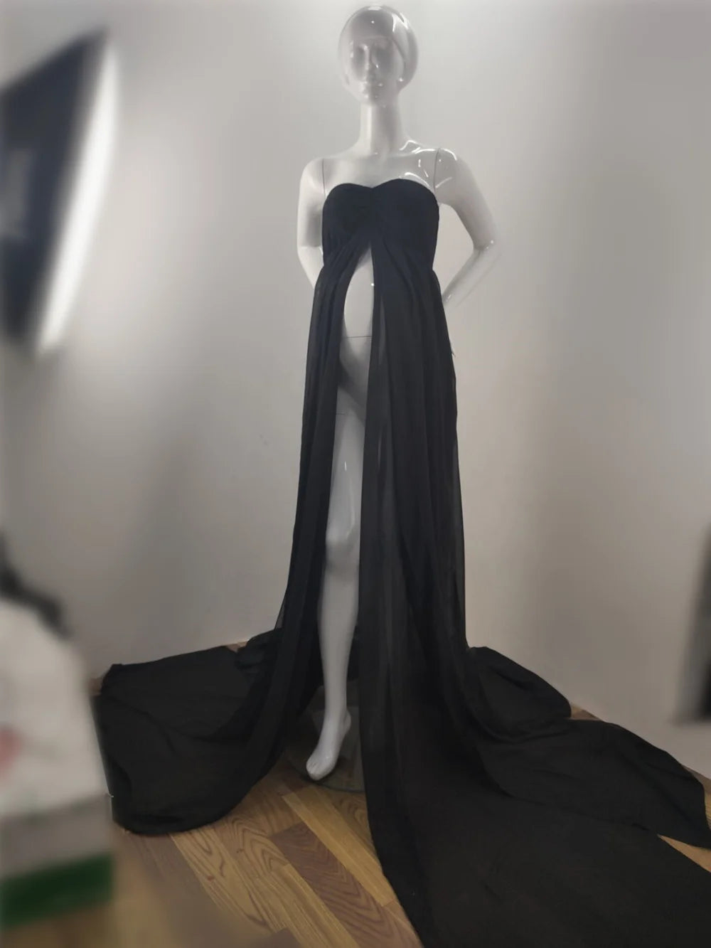 Chiffon Lace Maternity Dresses For Photo Shoot, Sexy Split Front