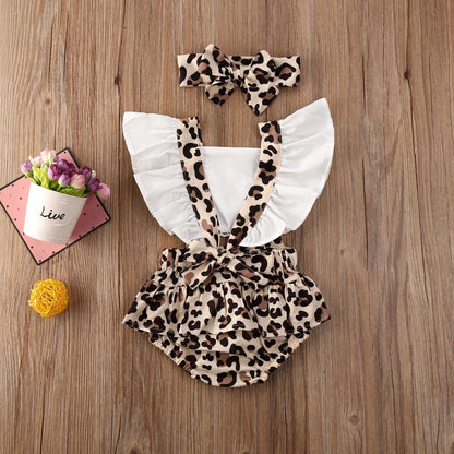 2PCS  6-24M Girl Leopard Romper Jumpsuit