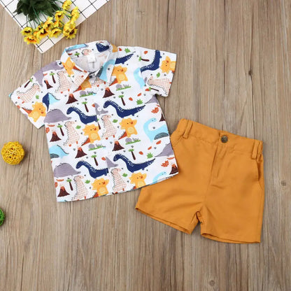2PC 2T-6T Boys Summer Tops, T-shirt Dinosaur, Shorts