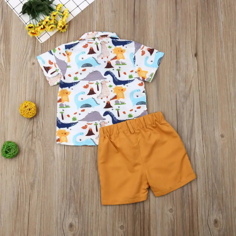 2PC 2T-6T Boys Summer Tops, T-shirt Dinosaur, Shorts