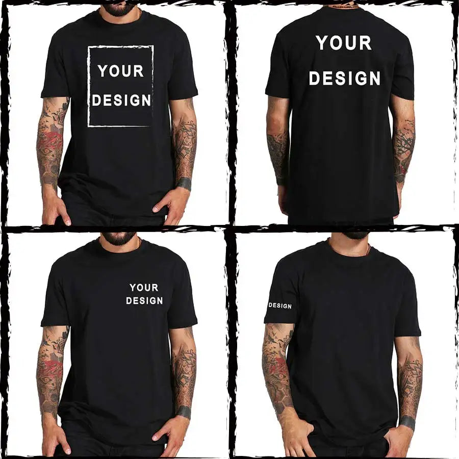 Custom Male T-shirt, One-Side Print Personalized, Make Your Photo, Text Gift 100% Cotton Soft Casual T Shirt Made in US