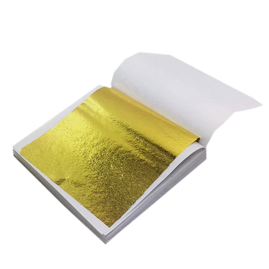 9x9cm 100 Sheets Practical K Pure Shiny Gold Leaf for Gilding Funiture Lines Wall Crafts Handicrafts