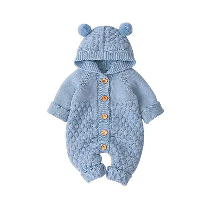 Baby Boys/Girls Ear Knit Romper Hooded Wool Sweater Jumpsuit