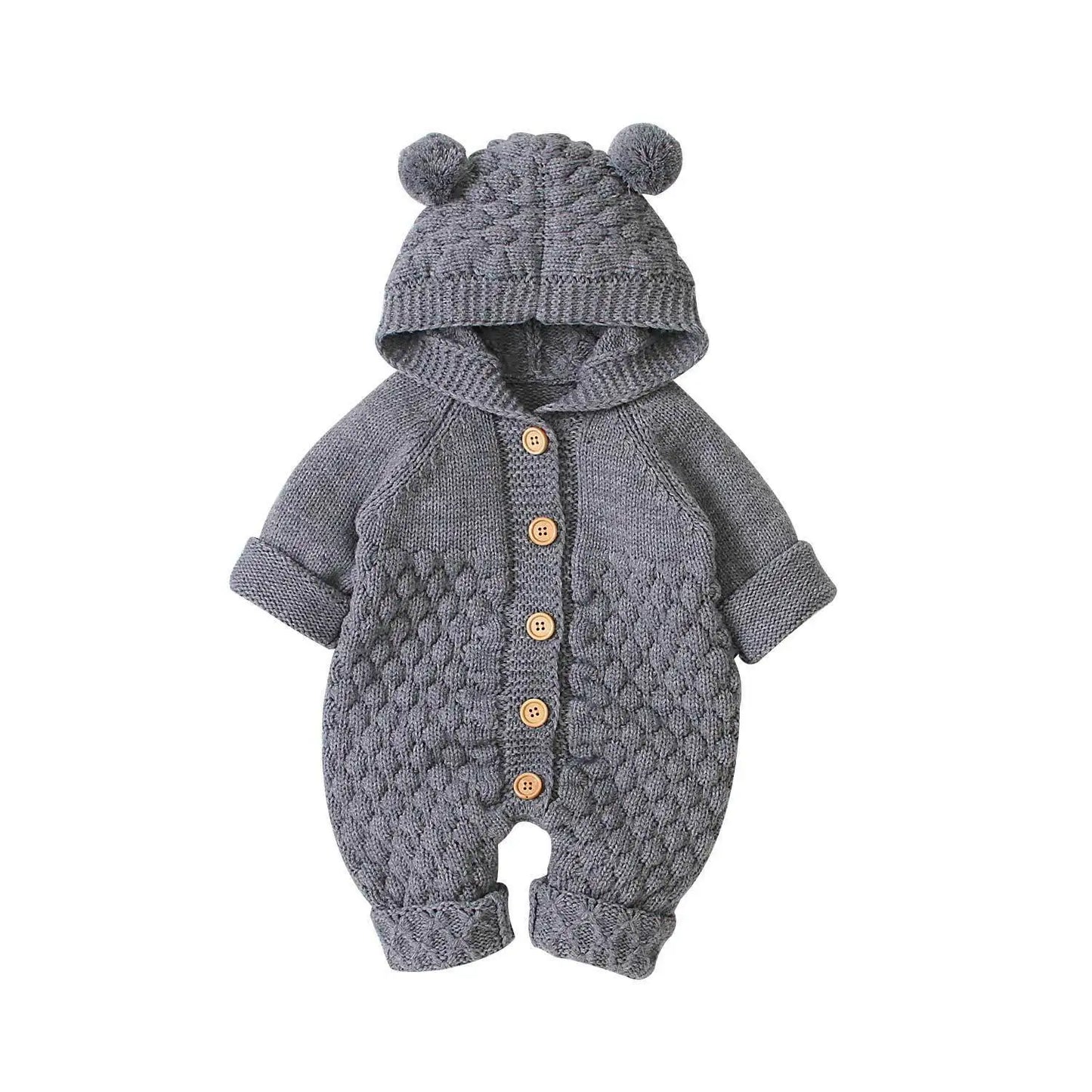 Baby Boys/Girls Ear Knit Romper Hooded Wool Sweater Jumpsuit