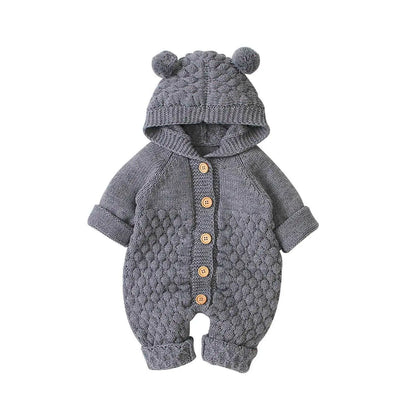 Baby Boys/Girls Ear Knit Romper Hooded Wool Sweater Jumpsuit