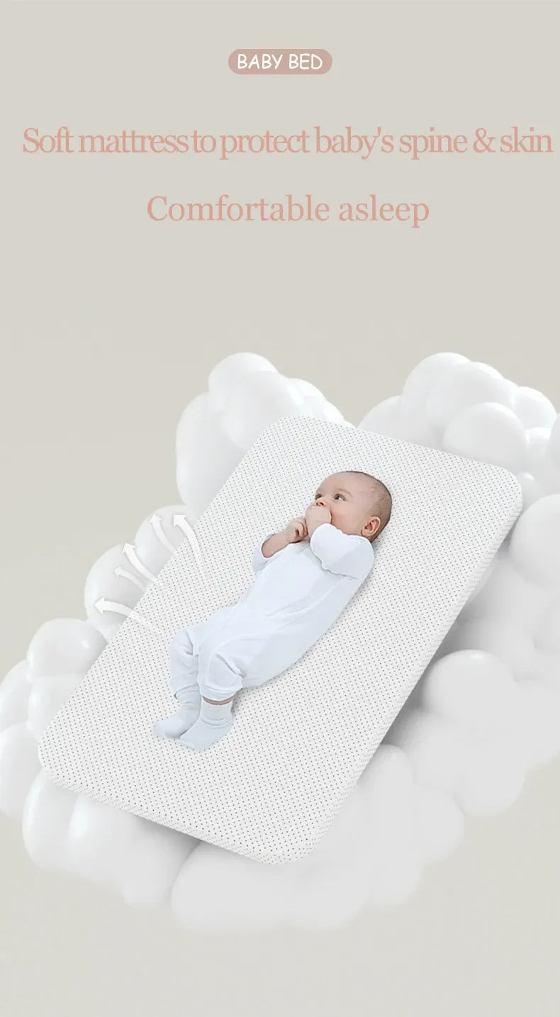 Electric Baby Crib, Bluetooth Luxury Portable, Easy to Clean Travel Bed with Mattress
