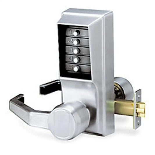 Cylindrical Push Button Lever, Satin Chrome