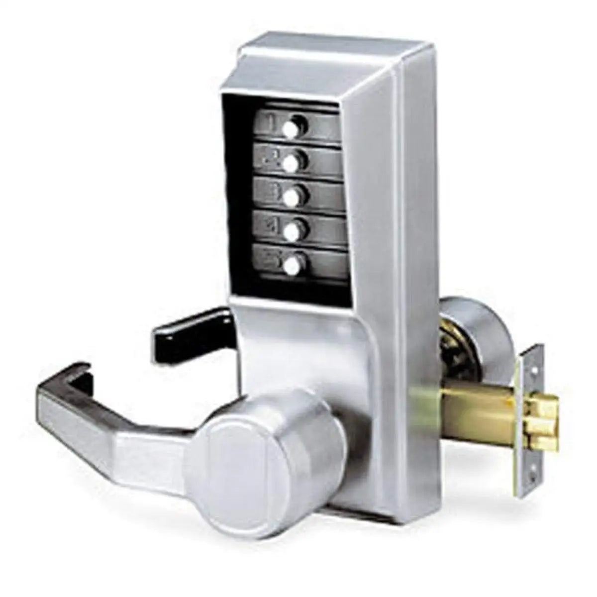 Cylindrical Push Button Lever, Satin Chrome