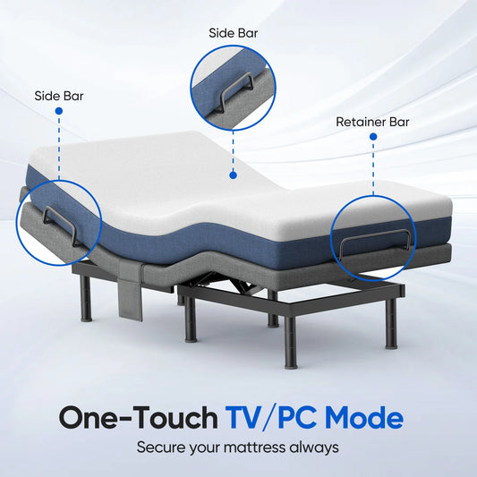 Split King Size Adjustable Bed Base Frame with Massage Silent Double Motor with Wireless Remote Control