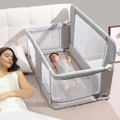 3-in-1 Folding Baby Crib – Portable Co-Sleeping Sleeper with Breathable Mesh Window, Washable Liner, 3-Second Compact Fold