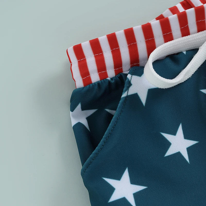 6MO-4Y Boys Independence Day Drawstring Star Print Swim Trunks