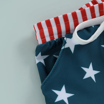 6MO-4Y Boys Independence Day Drawstring Star Print Swim Trunks